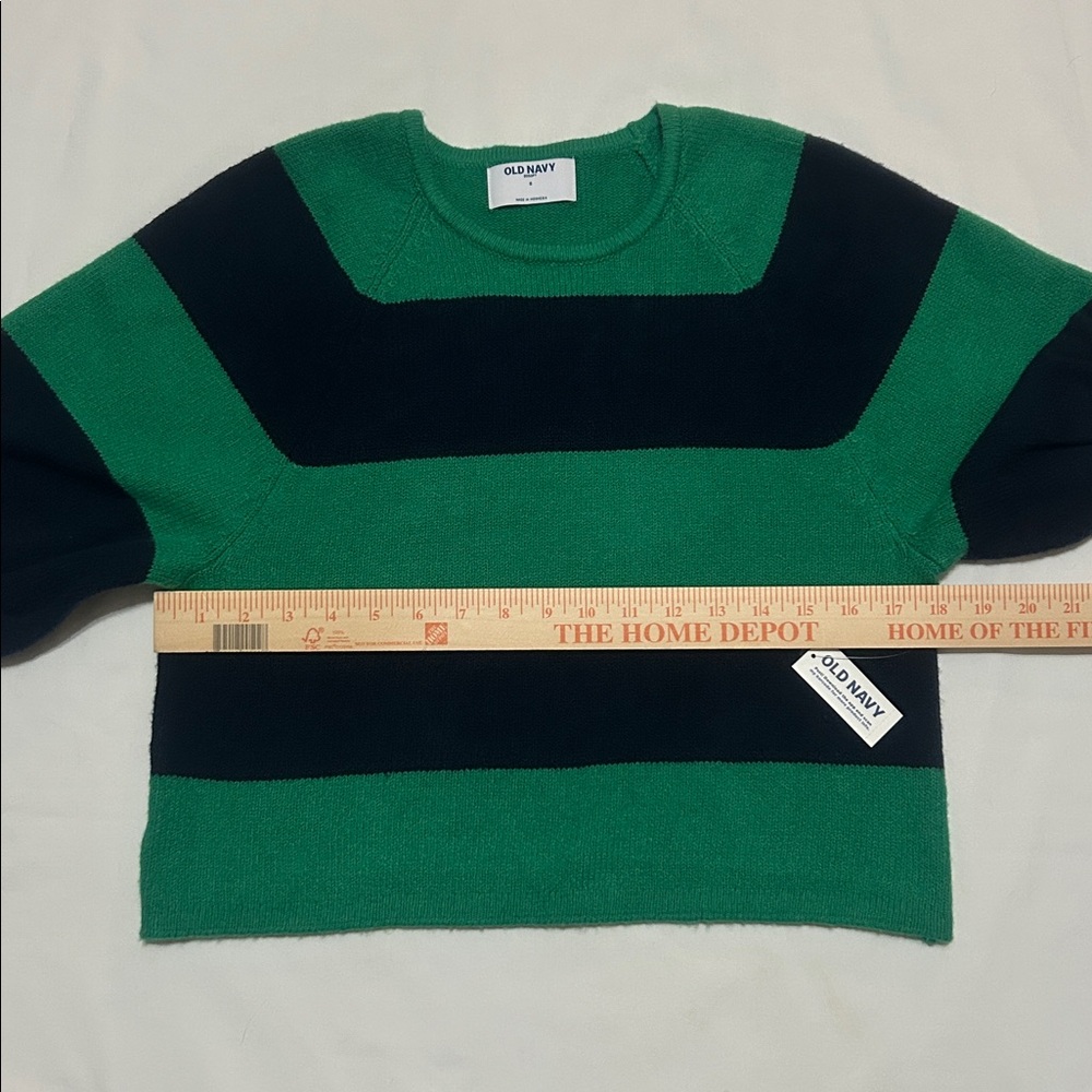 Old Navy Women's Crop Short Sleeves Sweater with Green and Blue Stripes L NWT - Picture 5 of 11